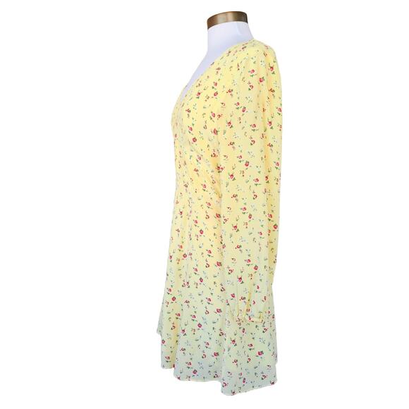 & Other Stories Floral Print Silk Mini Dress SIze 10 Yellow - Picture 11 of 14